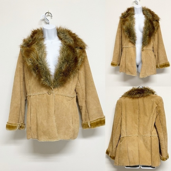 St Johns Bay Womens Vintage 90s y2k Penny Lane Boho Style Leather Coat Size M - Picture 1 of 8